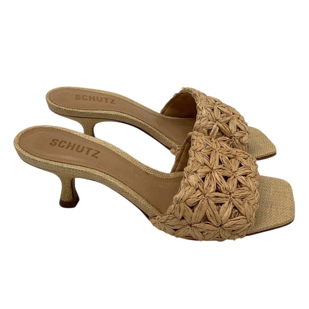 Schutz Woven Perla Dethalia Heeled Sandals Size 6.5 - Picture 2 of 5